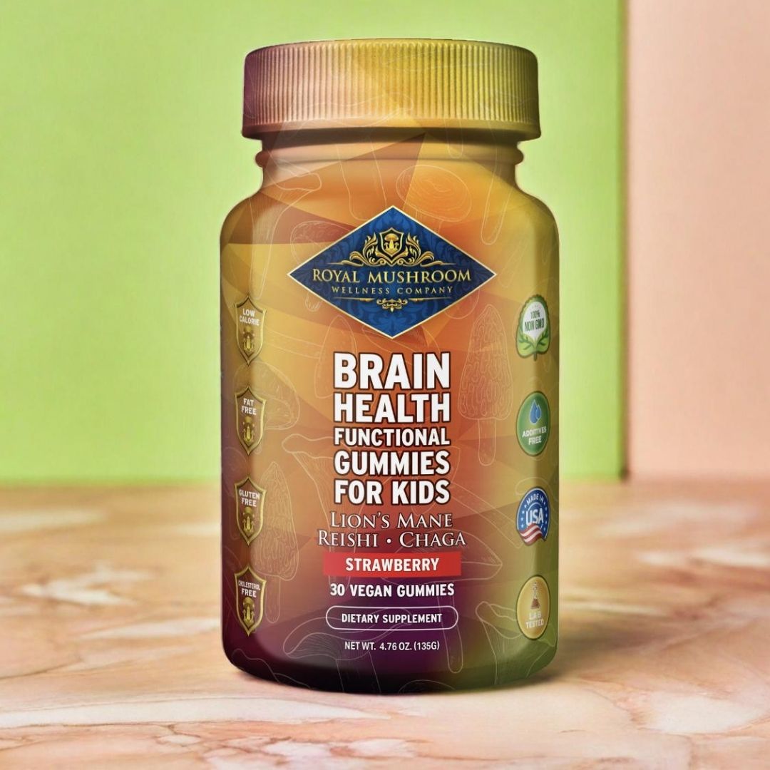 Brain Health Mushroom Mix Gummies For Kids Strawberry Flavor 30 Ct