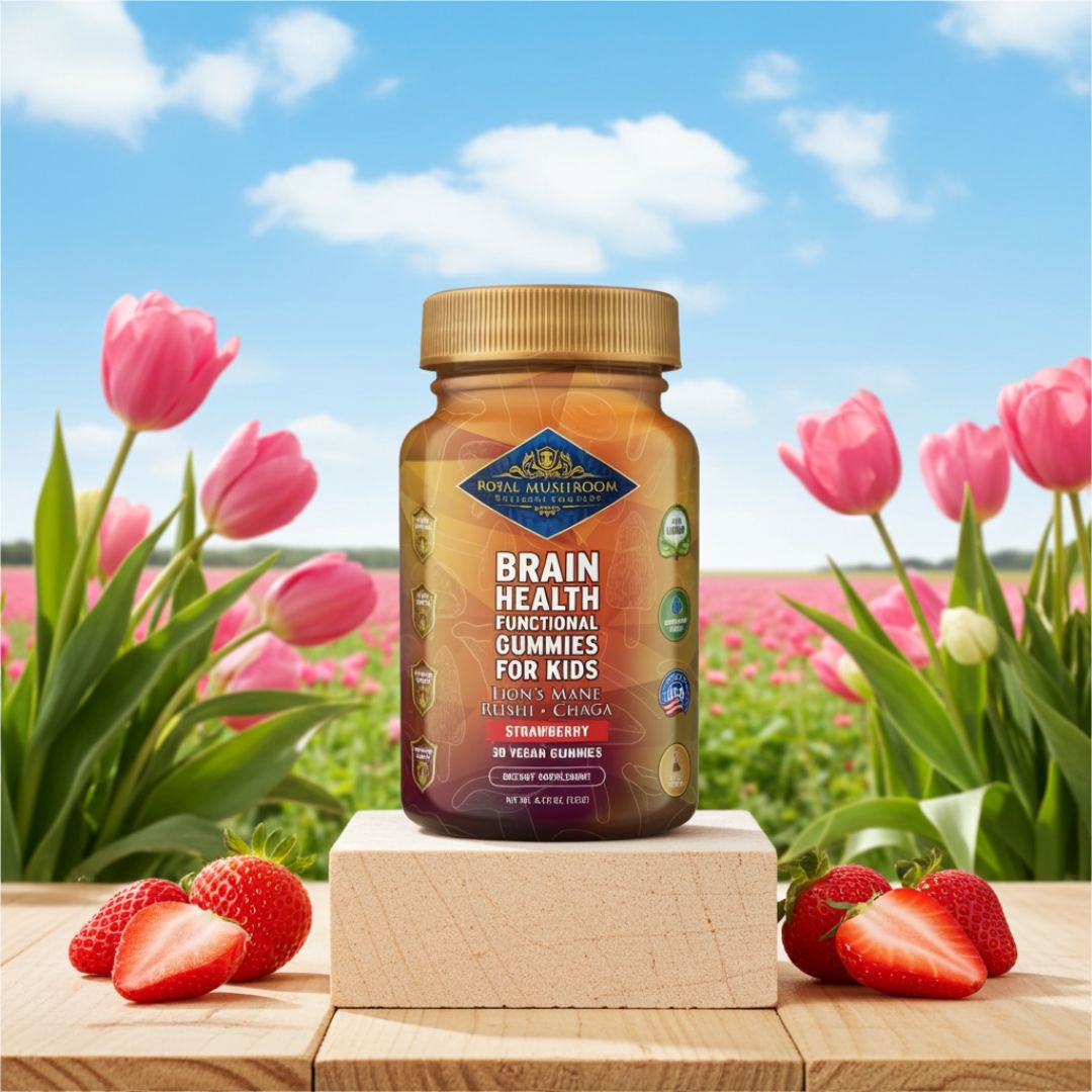Brain Health Mushroom Mix Gummies For Kids Strawberry Flavor 30 Ct