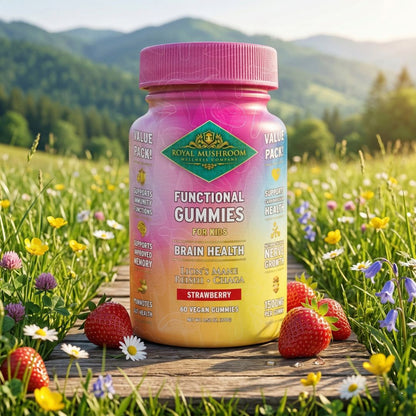 Brain Health Mushroom Mix Gummies For Kids Strawberry Flavor 60 Ct