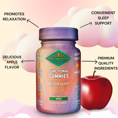 Better Sleep Reishi Gummies Apple Flavor 60 ct Royal-Mushroom