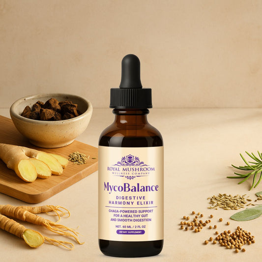 MycoBalance Chaga Digestive Tonic Bottle with Raspberry Leaf