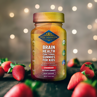 Brain Health Mushroom Mix Gummies For Kids Strawberry Flavor 30 Ct